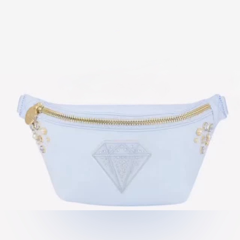 Embellished Baby Blue Nylon Fanny Pack -CUSTOMIZED